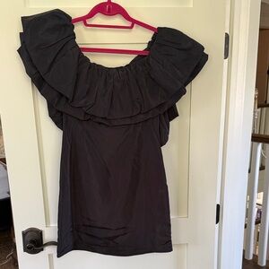 RHODE Black Off-Shoulder Ruffle Top